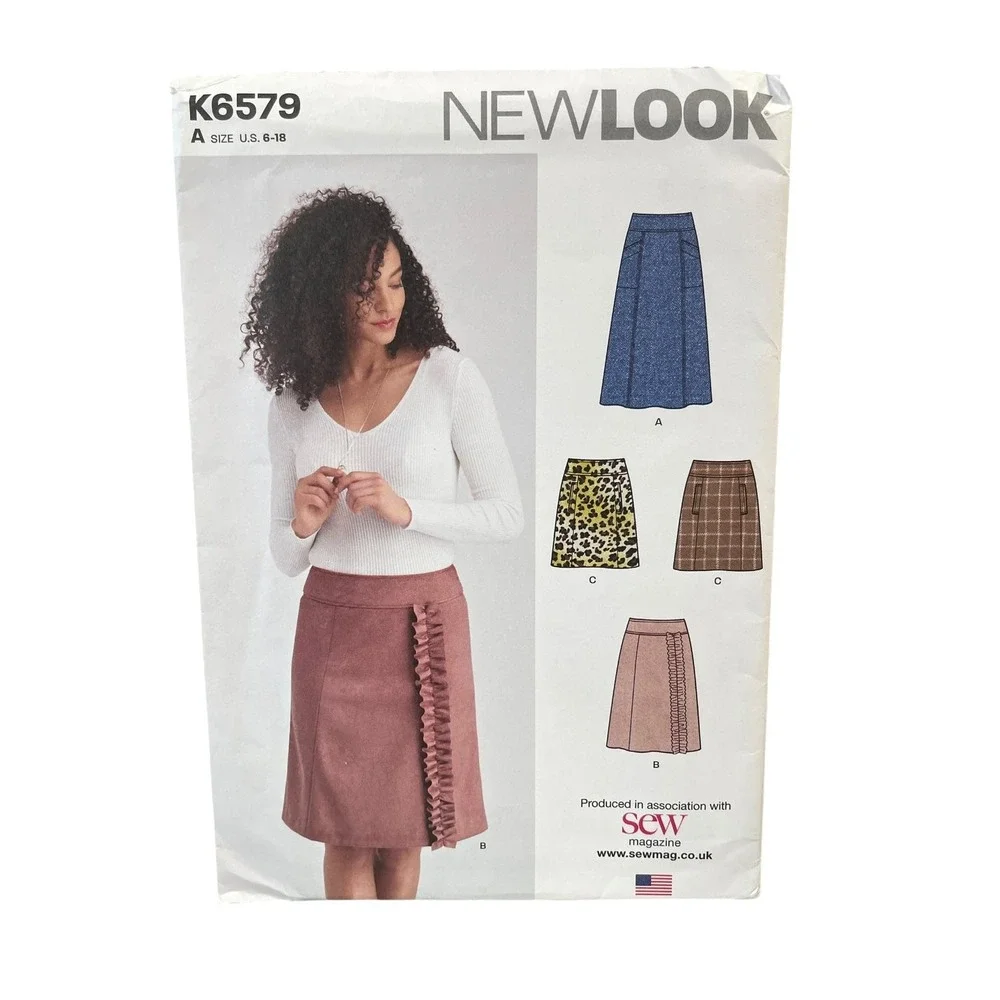 NEWLOOK K6579 Skirts US 6-18 Modern A-Line Pencil Ruffle